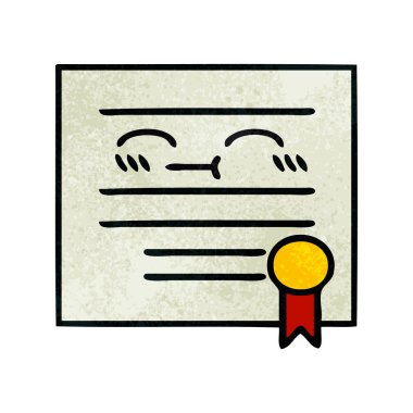 Retro grunge doku karikatür mezuniyet diploma