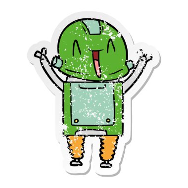 bir çizgi film robot sıkıntılı etiket