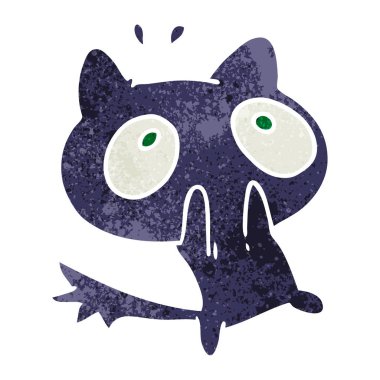 Retro çizgi film illüstrasyon kawaii şok bir kedi