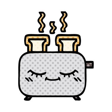 çizgi roman tarzı karikatür bir ekmek kızartma makinesi,