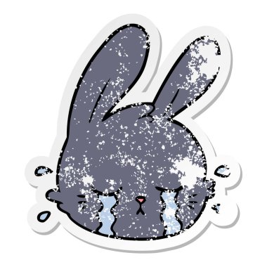 bir karikatür tavşan yüzü ağlama sıkıntılı etiket