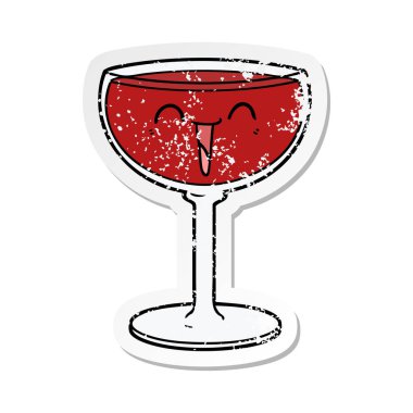 bir çizgi film kadeh şarap sıkıntılı etiket