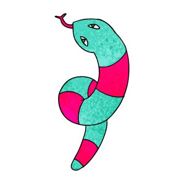 uzun bir yılan serbest el çekilmiş dokulu çizgi film