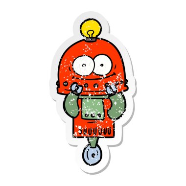 bir mutlu karton robot ampul ile sıkıntılı etiket