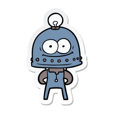 ampul ile mutlu karton robot Sticker