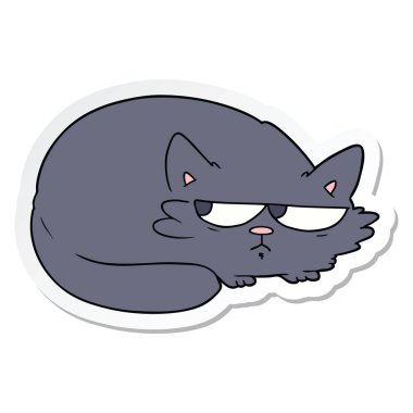 etiket bir karikatür şüpheli kedi