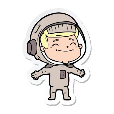 mutlu karikatür astronotun etiket