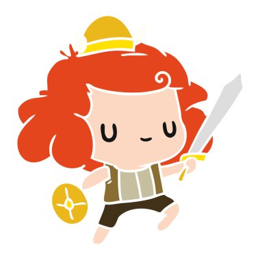 çizgi film illüstrasyon kawaii şirin viking çocuk