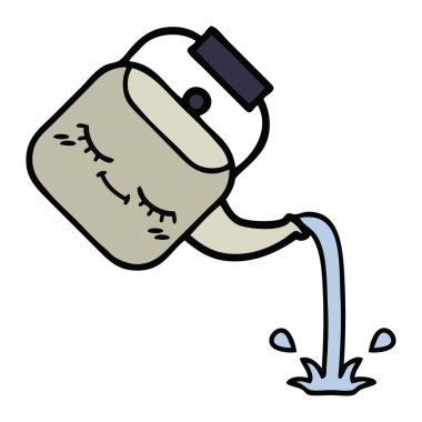 sevimli çizgi dökülen bir Kettle