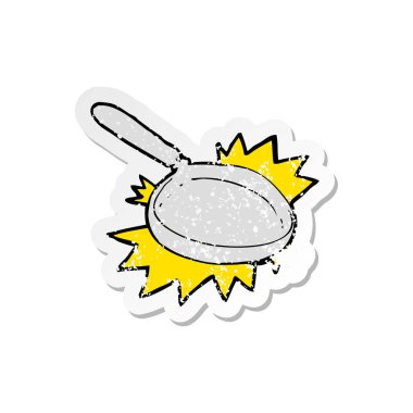 bir çizgi film kızartma tavası Retro sıkıntılı etiket