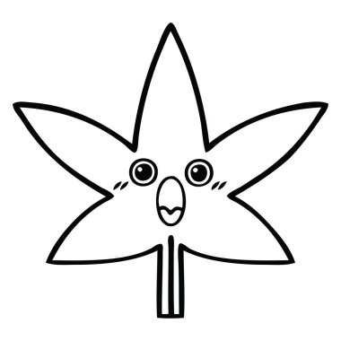 bir sonbahar yaprak çizim karikatür