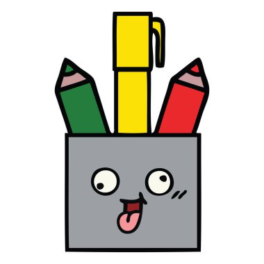 sevimli çizgi bir kalem tencere