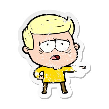 bir karikatür dostum yorgun sıkıntılı etiket