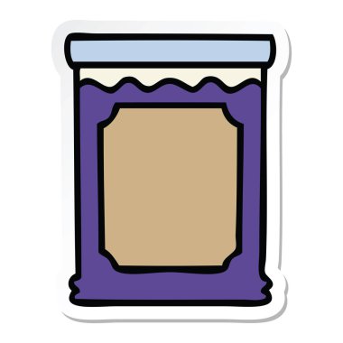 ilginç bir el etiket karikatür kavanoz reçel çizilmiş