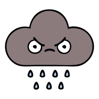 sevimli çizgi fırtına yağmur bulutu