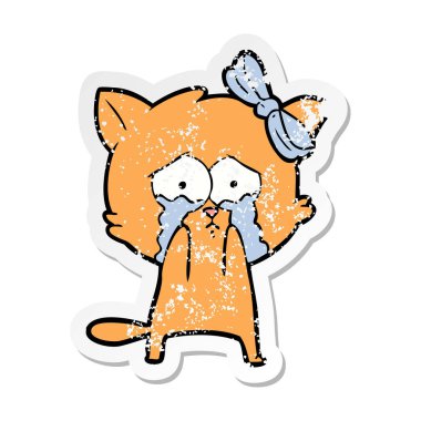 bir karikatür kedi sıkıntılı etiket