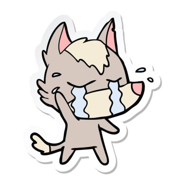 etiket bir karikatür ağlayan kurt