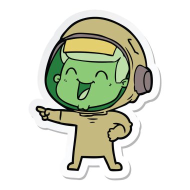 mutlu karikatür astronotun etiket