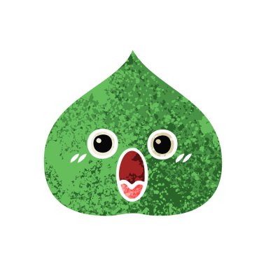 Retro illüstrasyon stil çizgi film ekspresiyon yaprak