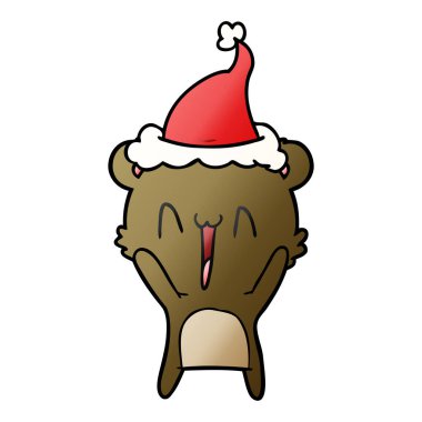 mutlu ayı degrade çizgi film giyen Noel Baba şapkası