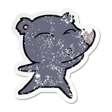 ayı ıslık bir karikatür sıkıntılı etiket