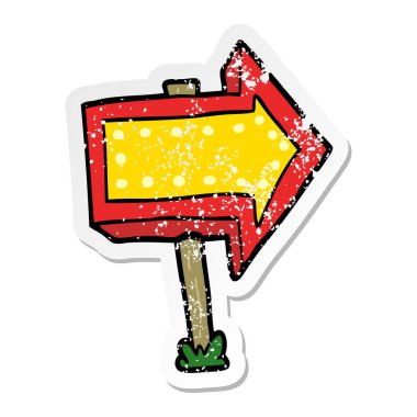 ok işareti işaret eden bir karikatür sıkıntılı etiket