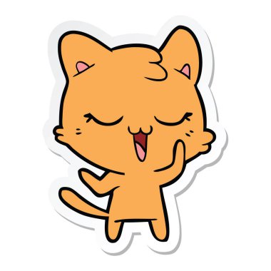 etiket bir mutlu karikatür kedi