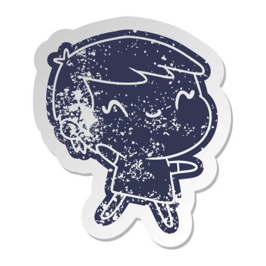 bir şirin kawaii kızın sıkıntılı eski etiket