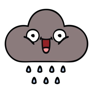 bir fırtına yağmur bulutu sevimli çizgi