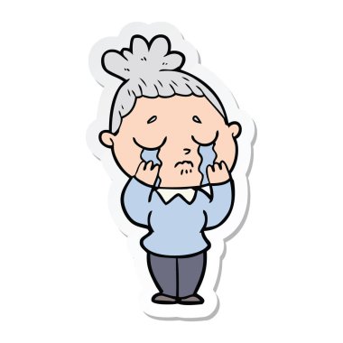 etiket bir karikatür ağlayan kadın