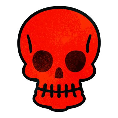 ilginç el çizilmiş karikatür kafatası