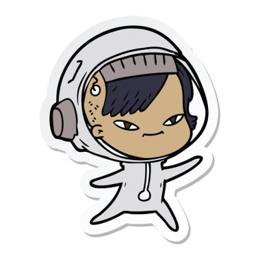 bir çizgi film astronot kadının etiket