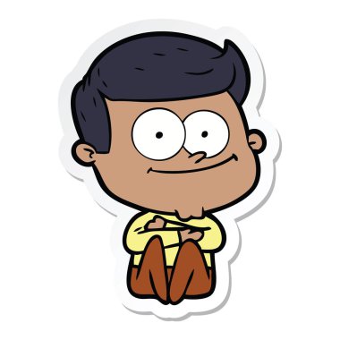 etiket karikatür mutlu bir adamın