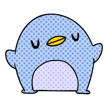 çizgi film illüstrasyon kawaii bir sevimli penguen