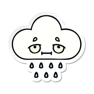 sevimli çizgi yağmur bulutu etiket