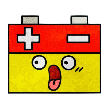 Retro grunge doku karikatür bir akü