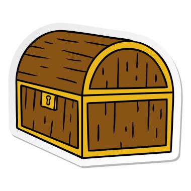 elle çizilmiş etiket karikatür doodle bir hazine sandığı