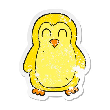 bir karikatür kuş Retro sıkıntılı etiket