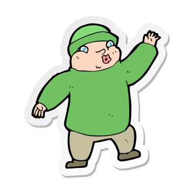 şapka sallayarak bir çizgi film adam etiketi