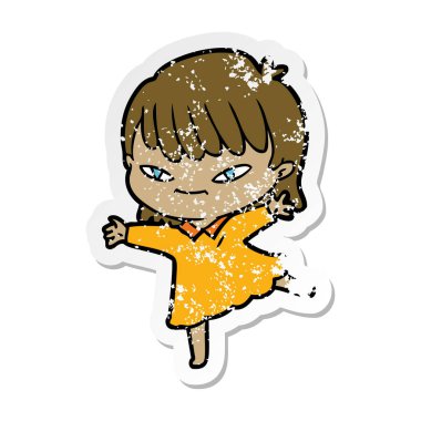 bir çizgi film kadının sıkıntılı etiket