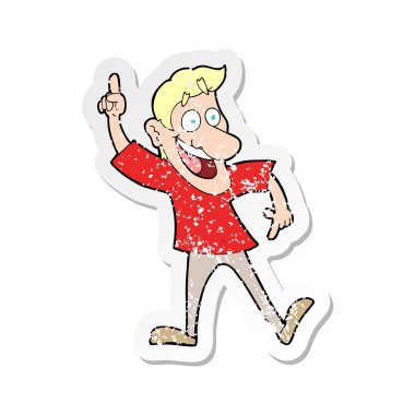 Harika bir fikir ile bir çizgi film adamın Retro sıkıntılı etiket