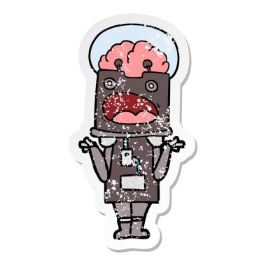 bir çizgi film robot sıkıntılı etiket