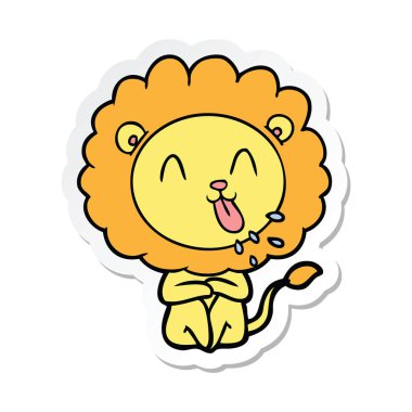 etiket mutlu karikatür aslan