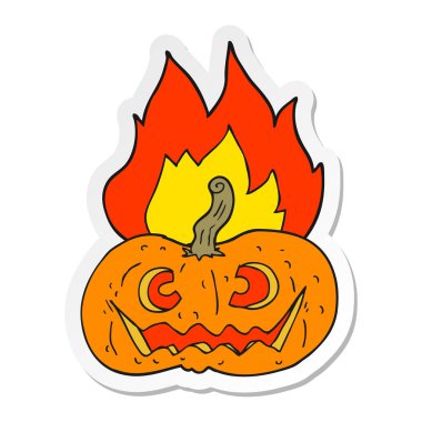 Cadılar Bayramı Balkabağı yanan bir çizgi film etiketi