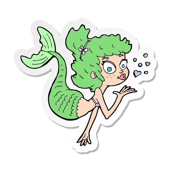 Sticker of a cartoon pretty mermaid — Stock Vector