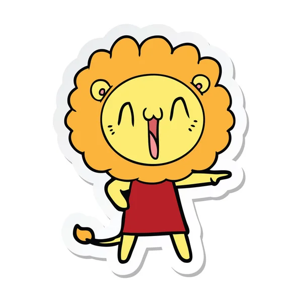 Sticker of a happy cartoon lion — Stock Vector