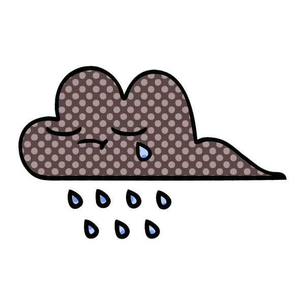 Comic book style cartoon storm rain cloud — Stock Vector