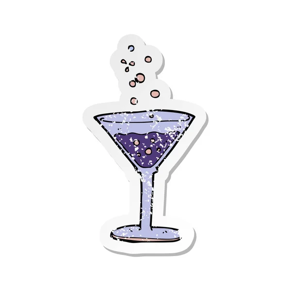 Retro Verdrietig Sticker Van Een Cartoon Cocktail — Stockvector