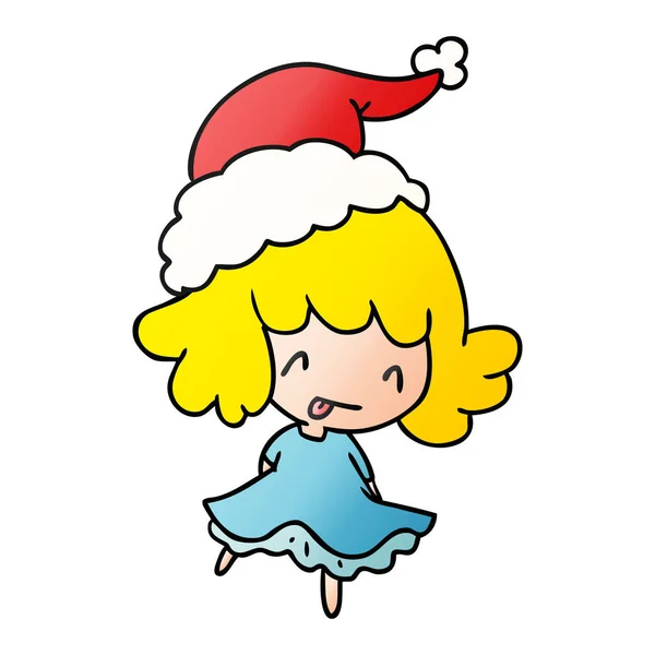 Navidad gradiente de dibujos animados de chica kawaii — Vector de stock