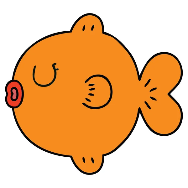 手绘古怪的卡通鱼 — 图库矢量图片